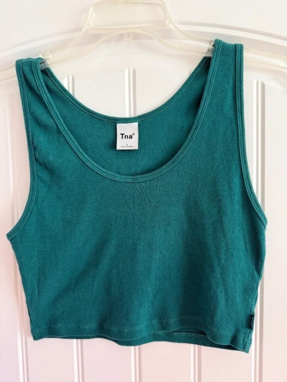 Women’s Teal Ribbed Cropped Tank Top L